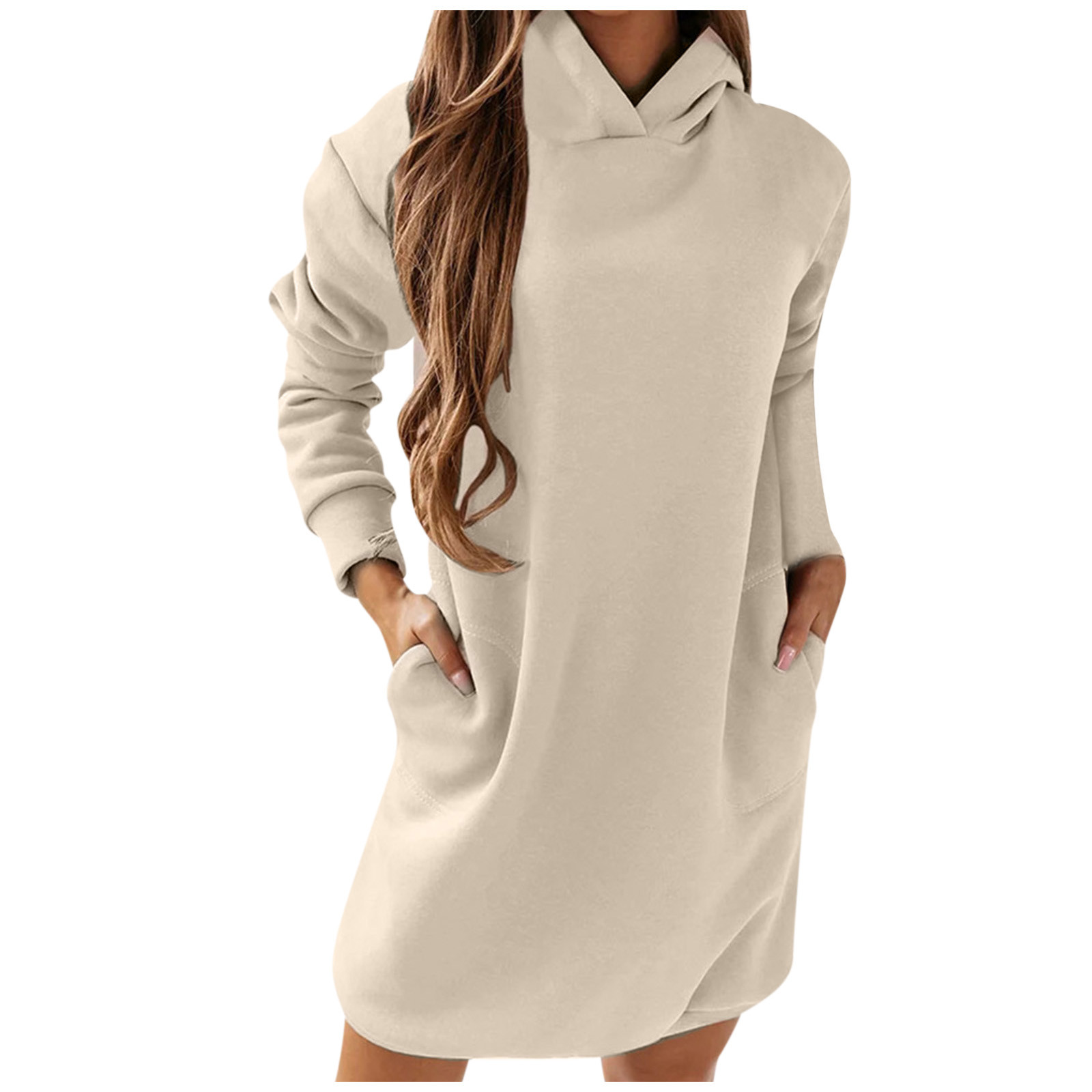 Hooded Long-sleeved Sweatshirt Dress