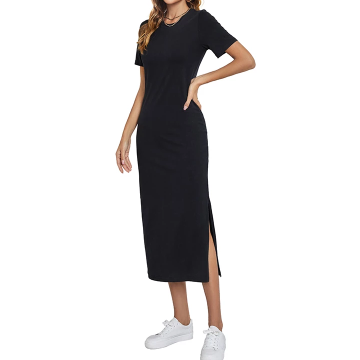 High Slit Loose T Shirt Dresses