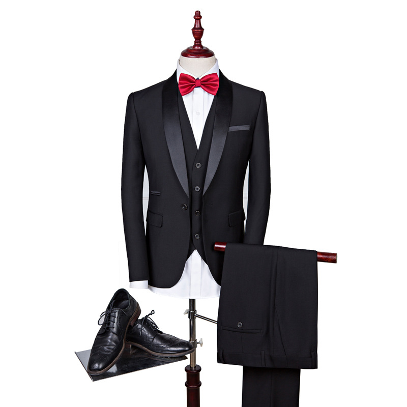 Suit host performance Suits Tuxedo Groom Three Piece Set