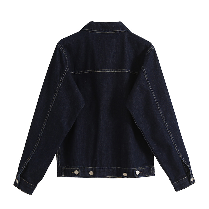 Short women’s dark blue denim jacket