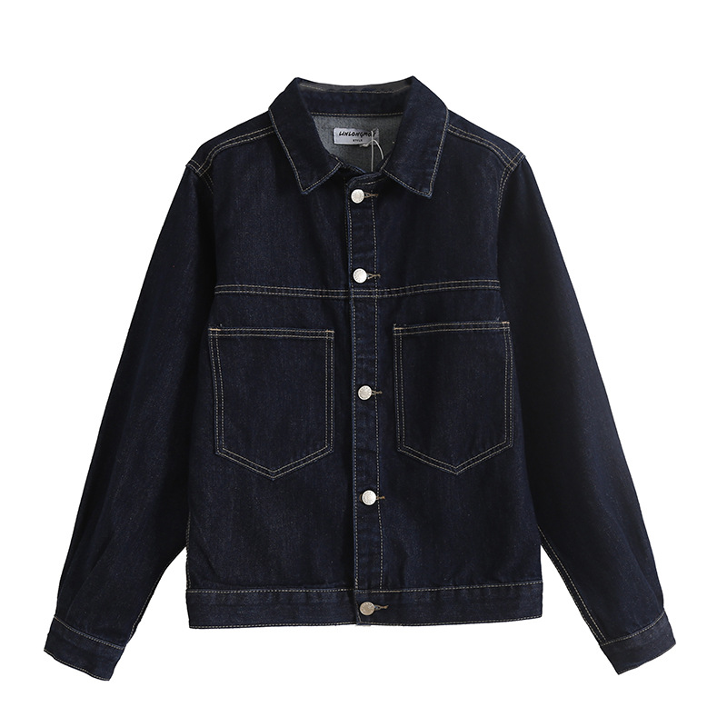 Short women’s dark blue denim jacket