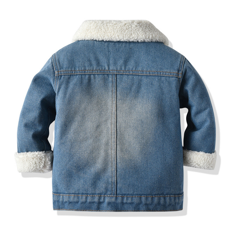 Faux lambswool lined warm denim jacket