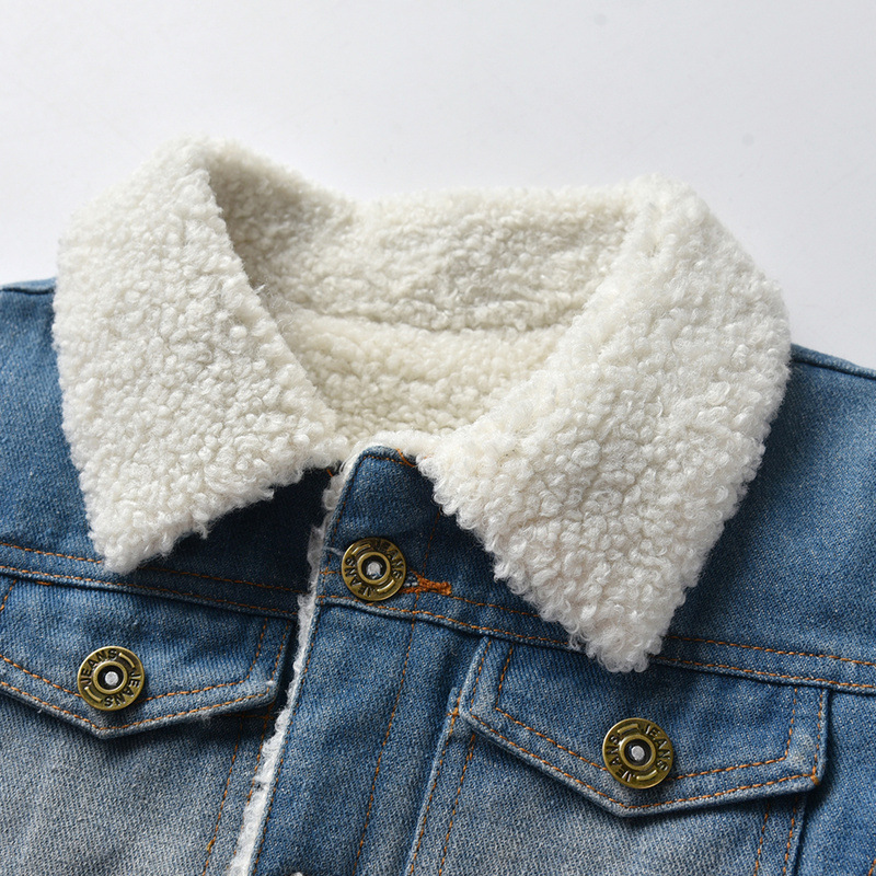 Faux lambswool lined warm denim jacket