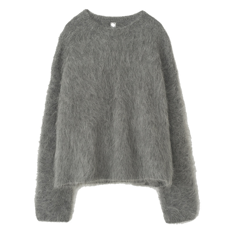 Alpaca wool thickened long fleece loose pullover sweater