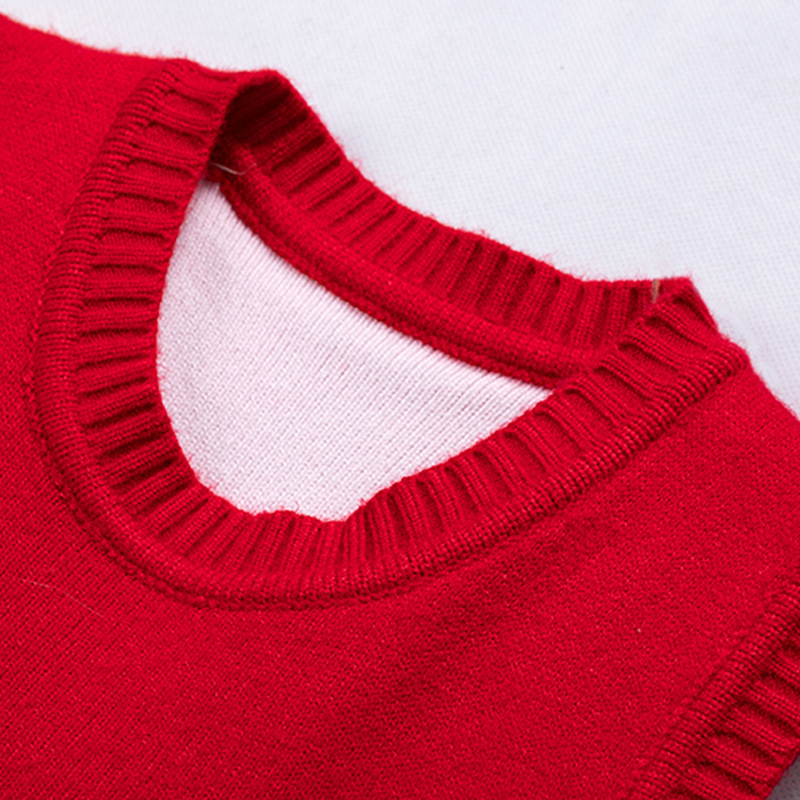 Round neck solid color girls knitted undershirt