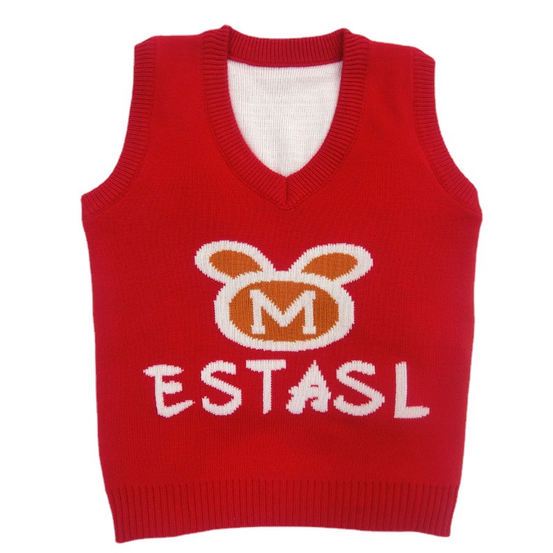 Knitted sleeveless undershirt cartoon girls undershirt sweater