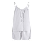 Sexy hanging neck undershirt pajamas sleeveless double yarn shorts