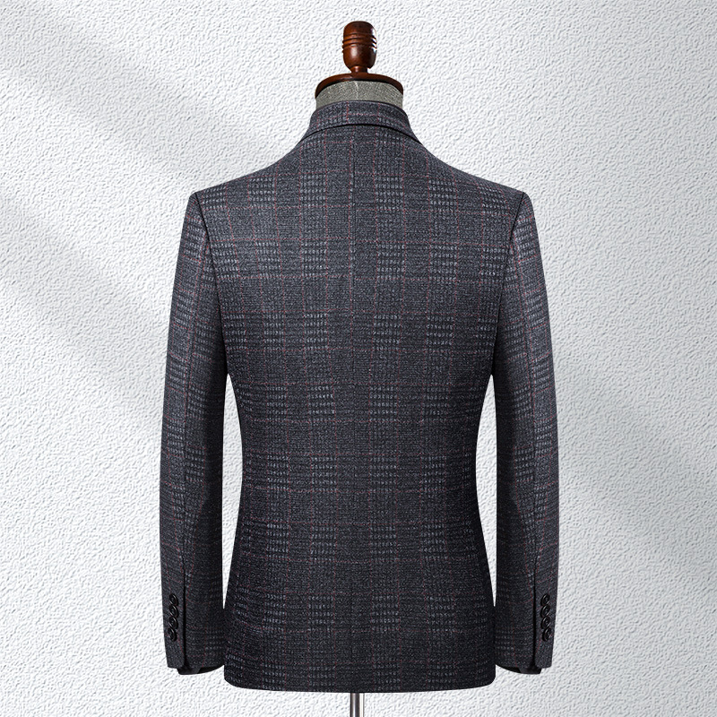 Knitted Stretch Plaid Men’s Suit