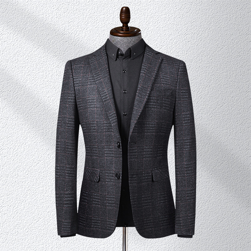 Knitted Stretch Plaid Men’s Suit