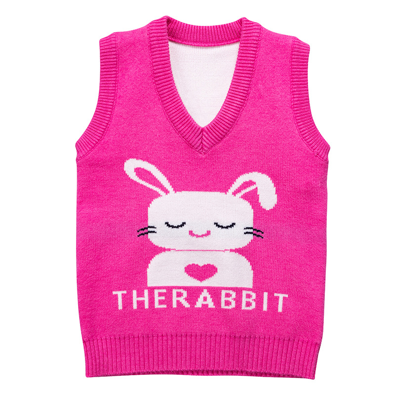 Rabbit cartoon V-neck thickened warm children’s sleeveless undershirt