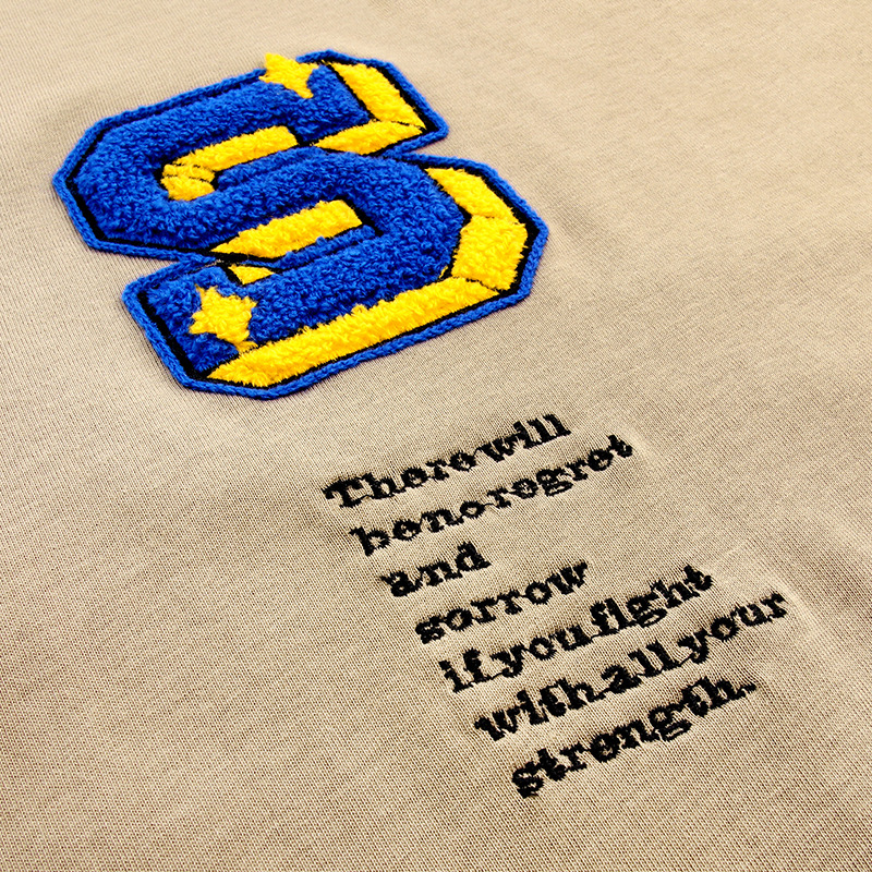 Sports casual letter towel embroidery process shirt