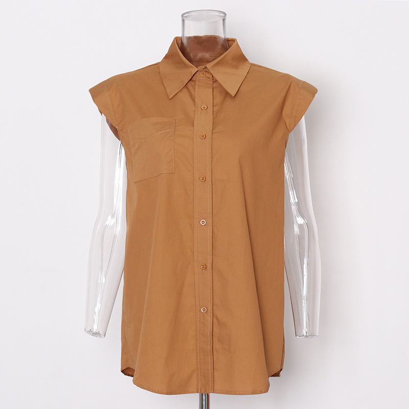 Korean version of the Slim Cardigan sleeveless shoulder pad shirt