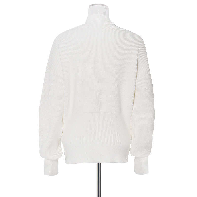 Standing collar waist three-dimensional bow slim thin knit sweater