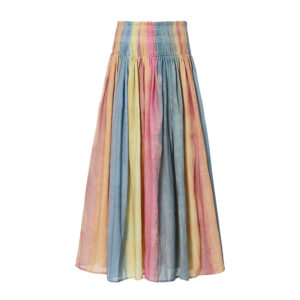 High-waisted spliced colorful tie-dye bustier skirt