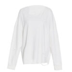 Round neck mid-length long-sleeved torn Sweatshirt