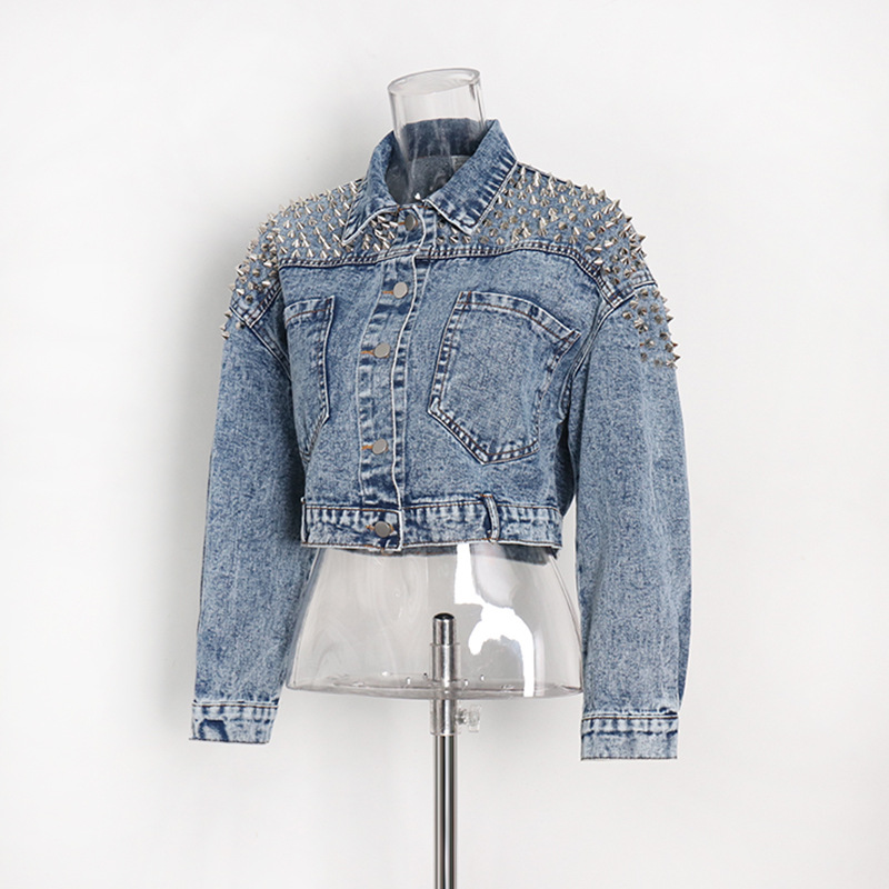 Riveted fashion short denim long-sleeved jacket