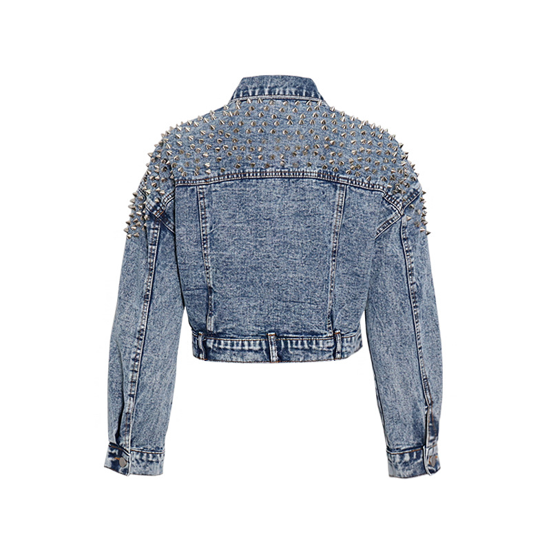 Riveted fashion short denim long-sleeved jacket