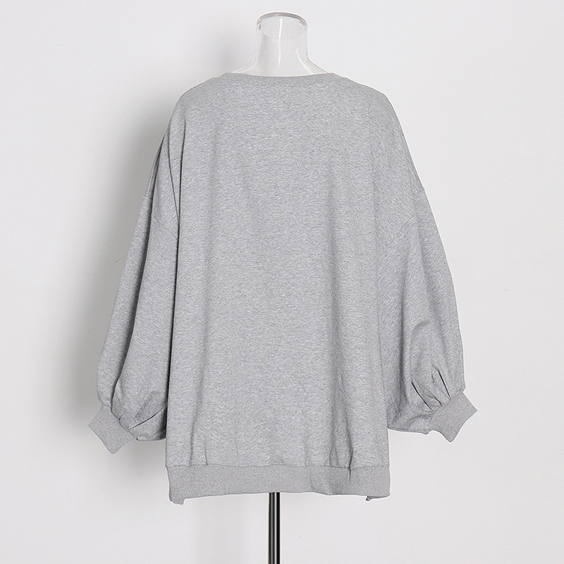 Round neck bat lantern sleeves hem irregularity Sweatshirt