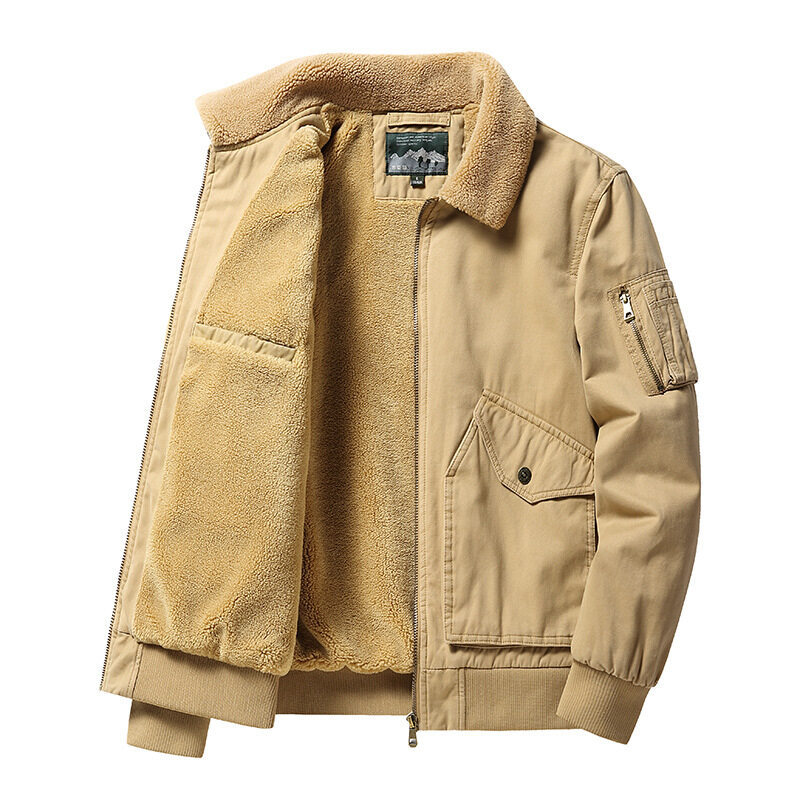 Lambswool vintage multi-pocket padded warm jacket