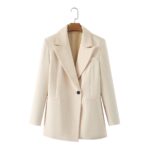 Solid color single button double layer collar slim jacket