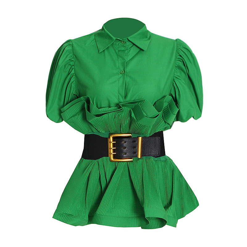 Ruffle olive green autumn shirt