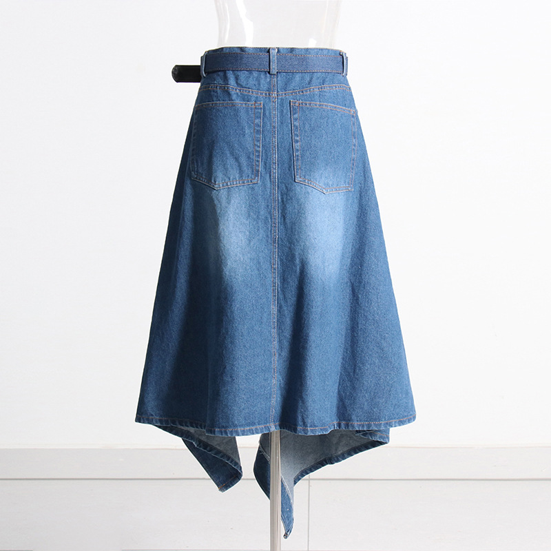 High-waisted splicing irregular leg-baring half skirt