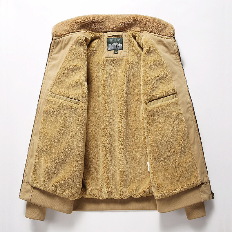 Lambswool vintage multi-pocket padded warm jacket