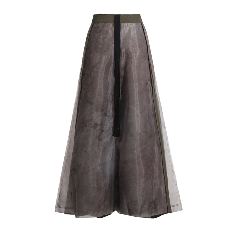 High-waisted tied mesh half-body skirt