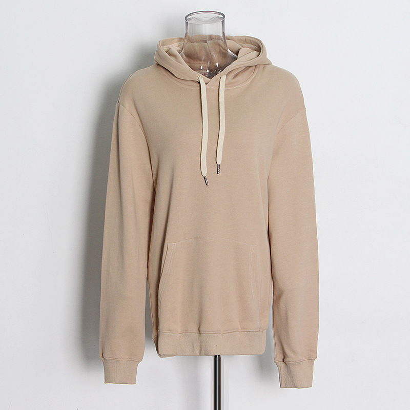 Solid color lazy wind loose fashion short section hooded Sweatshirt