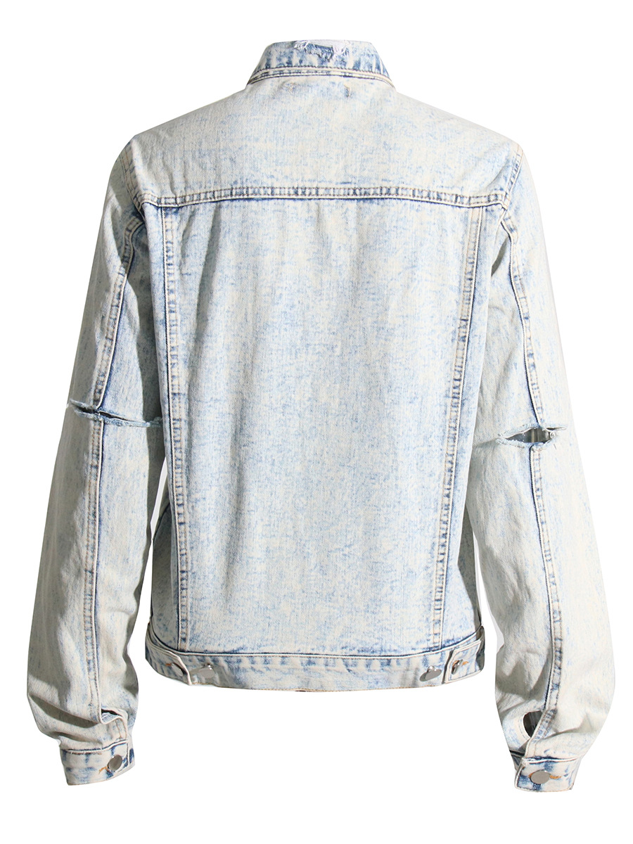 Korean version of the personality retro hole denim jacket