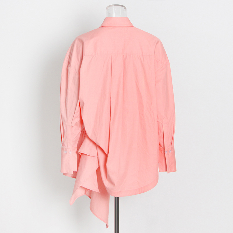 Personalized chic asymmetric hem ruffle blouse