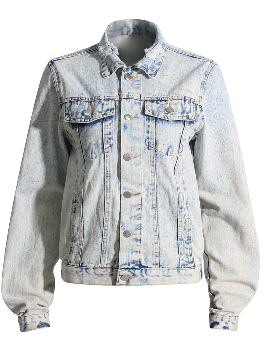 Korean version of the personality retro hole denim jacket