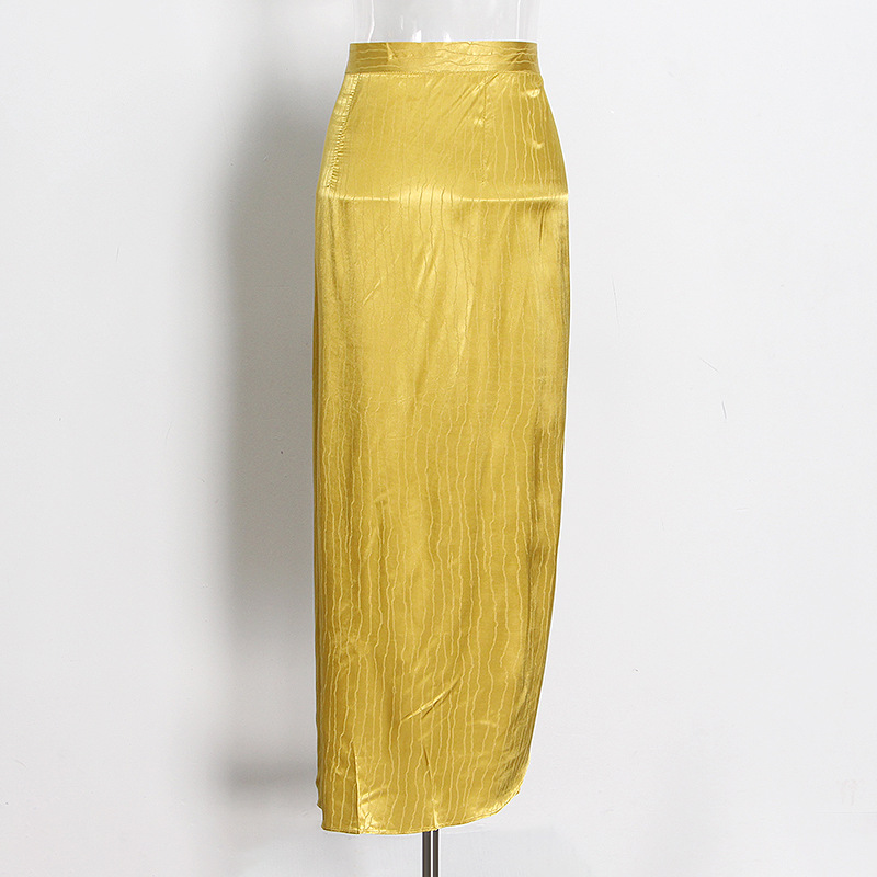 High waist pleated asymmetric hip half skirt