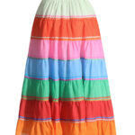 High-waisted splicing colorful loose skinny slim and versatile mid-length skirt