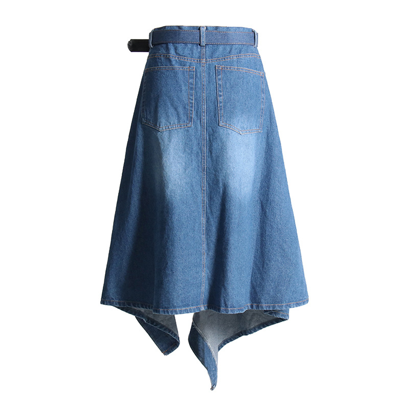 High-waisted splicing irregular leg-baring half skirt