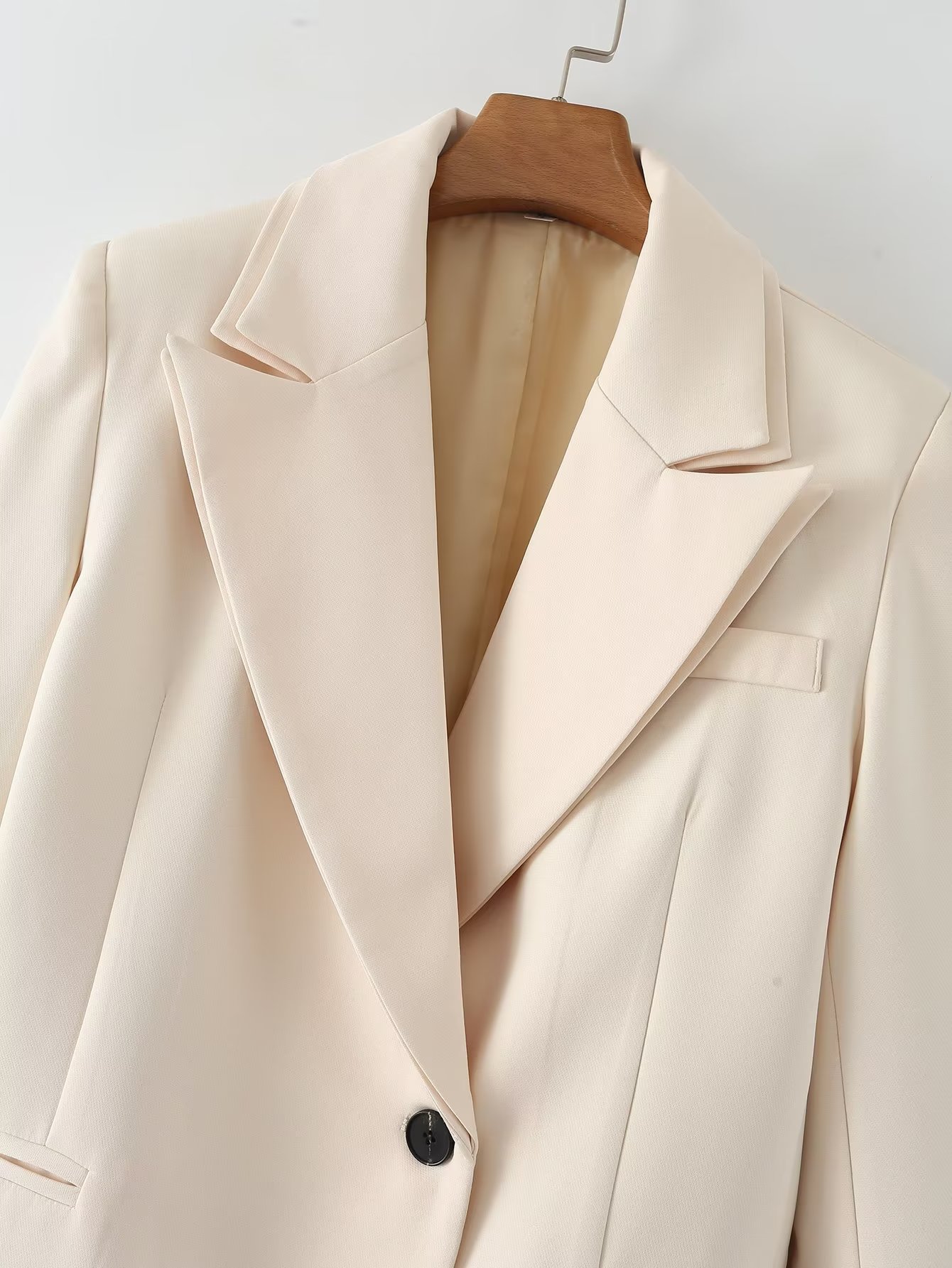 Solid color single button double layer collar slim jacket