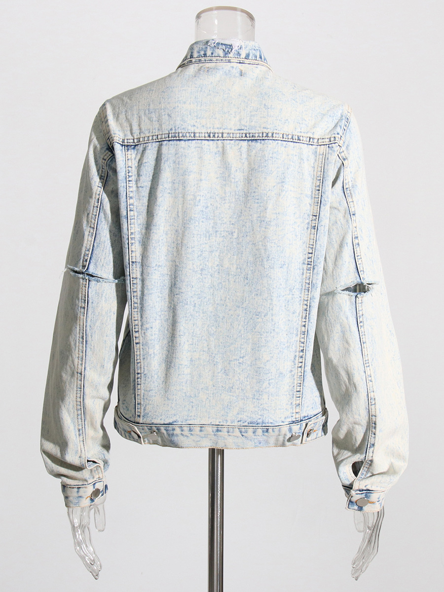 Korean version of the personality retro hole denim jacket