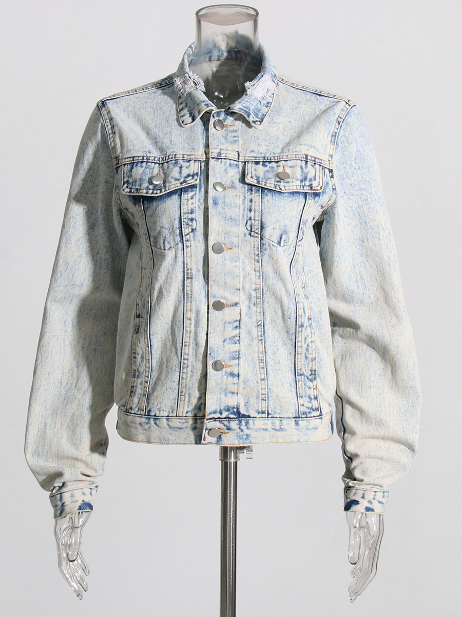 Korean version of the personality retro hole denim jacket