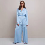 Faux silk loose comfortable robe pants