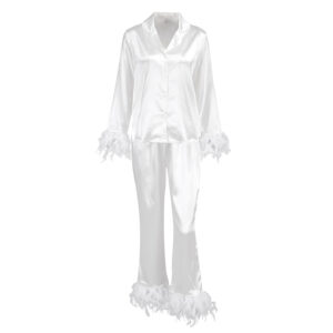 White Ostrich feather pajamas