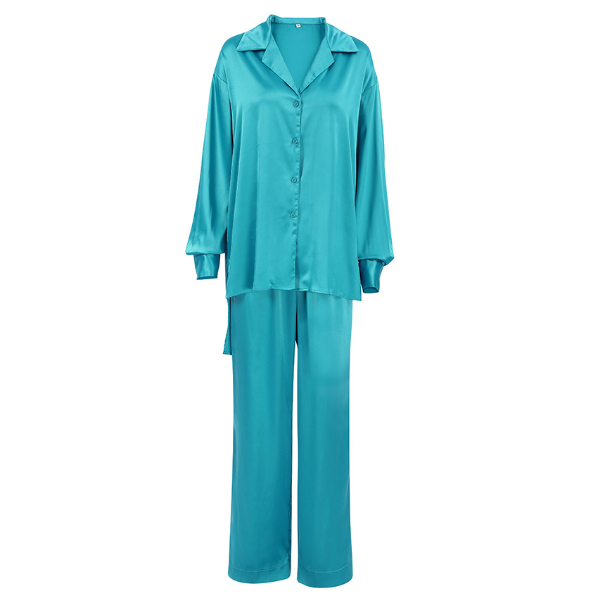 Simulated silk pajamas loose texture long-sleeved pants