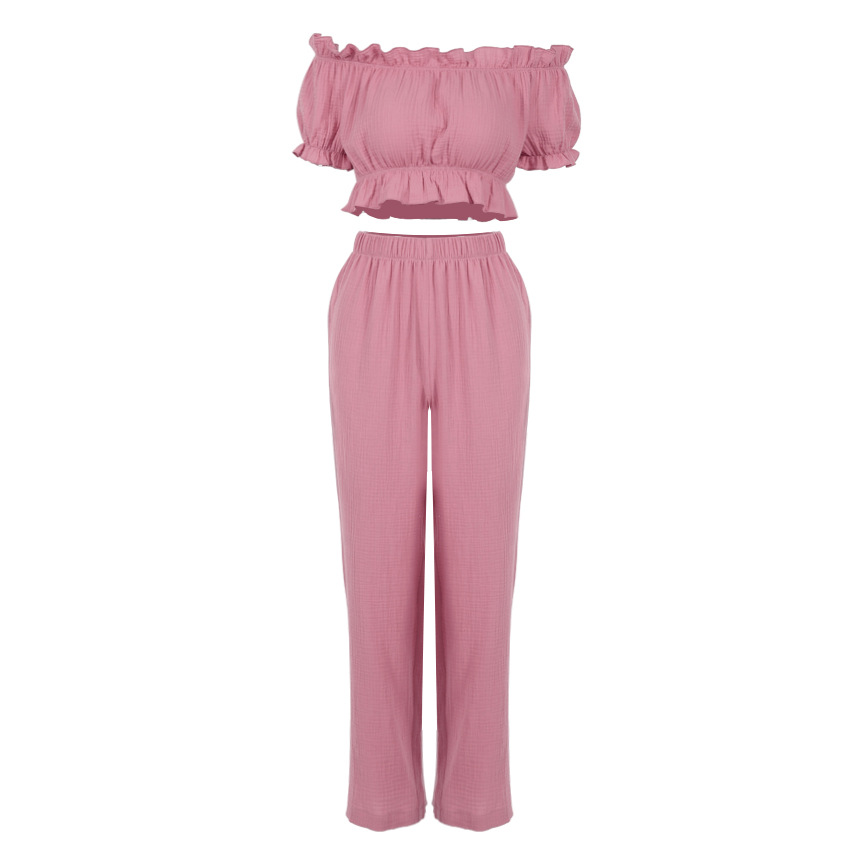 Short-sleeved short sexy pleated gauze pants