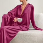 Women’s home wear long-sleeved simulation silk thin suit