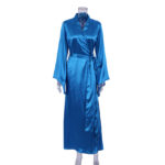 Sateen pajamas strapped robe satin solid color