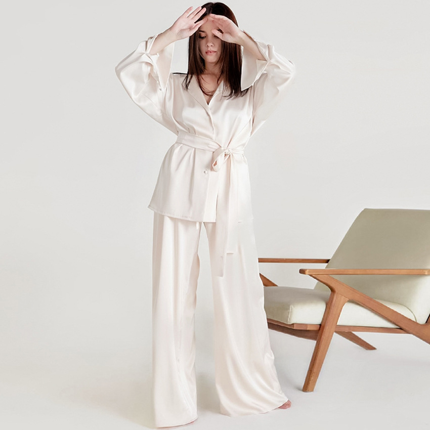 Faux silk loose comfortable robe pants