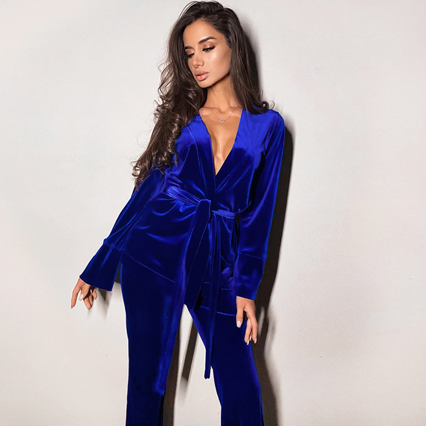 Velvet warm fashion nightgown pants