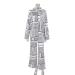 Printed pajamas simulation of silk irregular stripes long-sleeved pants