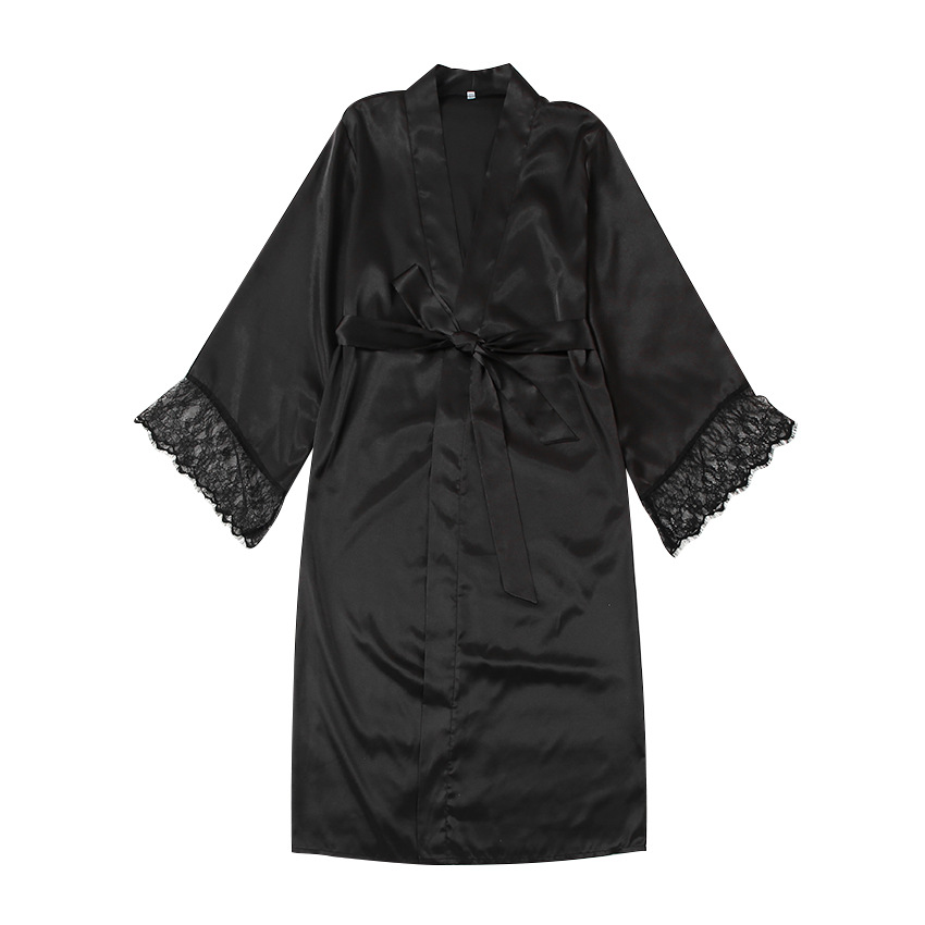 Robe lace sexy simulation silk noble temperament nightgown