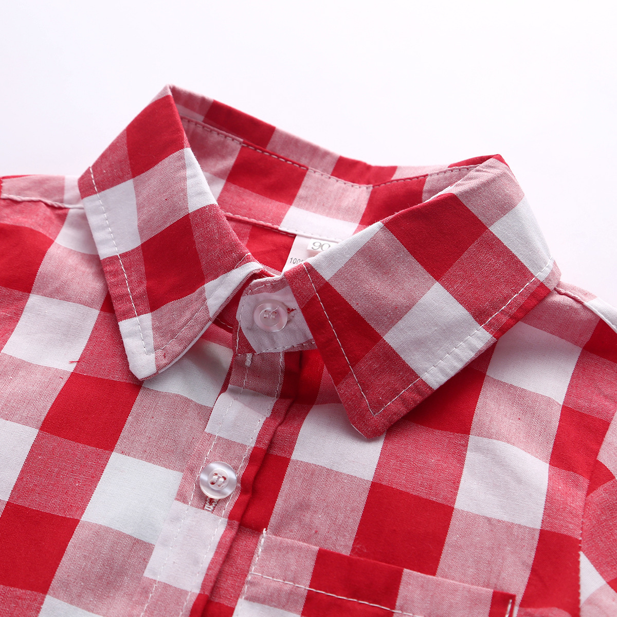 Cotton red short sleeve lapel shirt