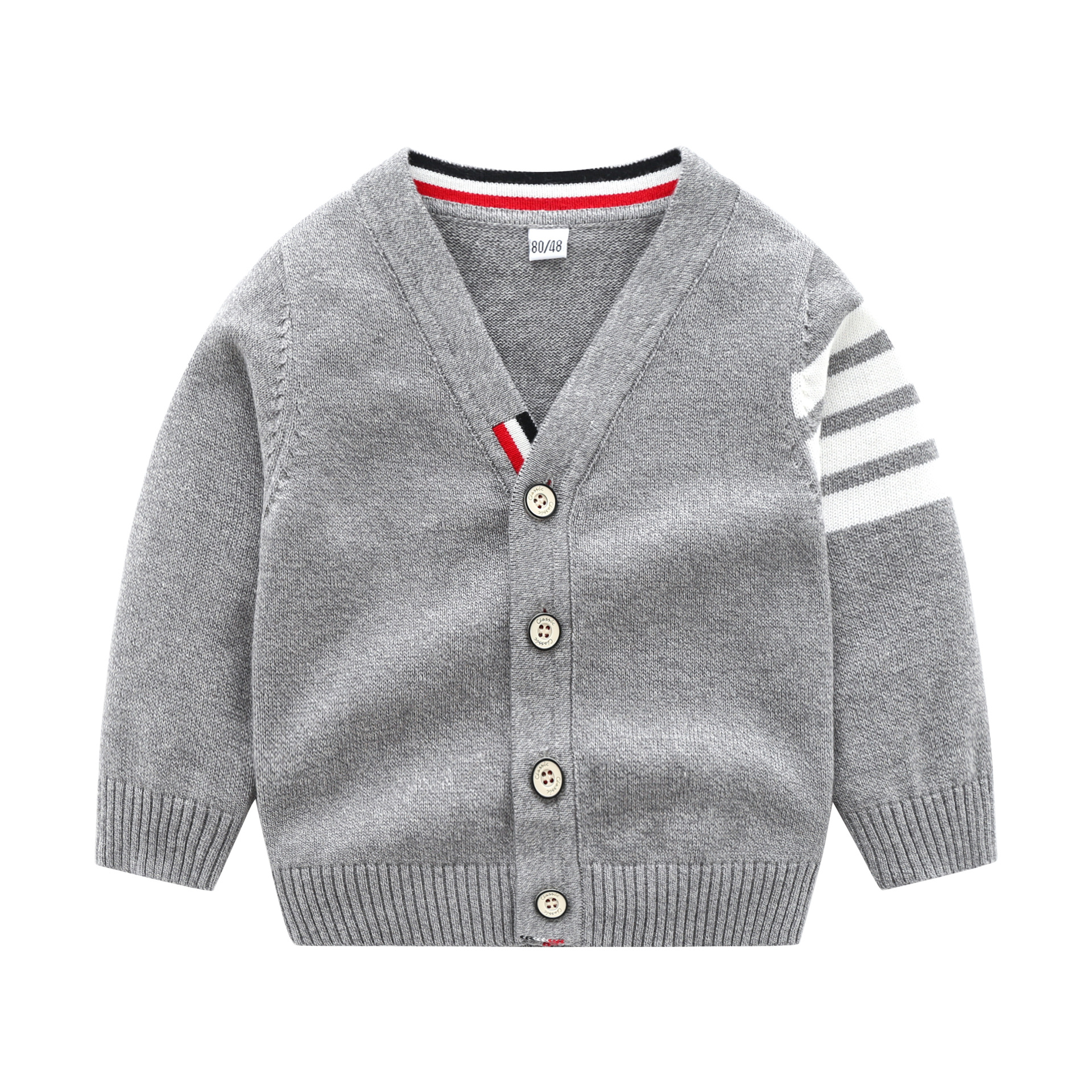 Cotton college style knitted long-sleeved sweater jacket